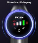 FKIEN Cordless Vacuum Cleaner, 550W 45kPa 65Mins Vacuum Cleaners for Home with LED Display, Self-Standing Stick Vacuum with Anti-Tangle Brush, Rechargeable Vacuum Cordless for Pet Hair/Carpet/Floor