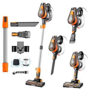 TC-JUNESUN 23Ft Corded Vacuum Cleaner, 600W Powerful Self-Standing Stick Vacuum for Home with 20Kpa Suction, 2 Speeds Lightweight Household Vacuum Cleaner for Carpet,Hardwood Floors and Pet Hair