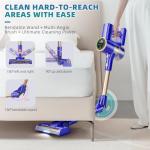 MHRMHR Cordless Vacuum Cleaner, 180° Bendable Wand Stick Vacuum Cleaners with LED Touch Screen, 8-in-1 Lightweight Rechargeable Vacuum with 1.5L Dust Cup for Home Hard Floor Low-Pile Carpet