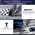 Gxzsk Handheld Vacuum Cordless, 15000PA Strong Suction Hand Held Car Vacuum Cleaner Rechargeable, Portable Hand Vacuum with Multi-Nozzles & Washable Filter for Home Office, Car, Pets