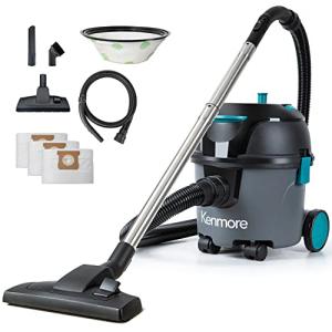 Kenmore KW3010 Bagged Canister Vacuum 3 Gallon Lightweight Cleaner High Efficient with 3 Cleaning Tools & Washable Filter for Household, Hard Floor, Carpet & Pet Hair, 3Gallons, Black+Dry