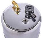 JEGS Steel Vacuum Reserve Canister, 5x7in, Chrome-Plated, Includes Grommet, Check Valve, Fittings & Port Plug