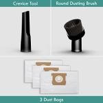 Kenmore KW3010 Bagged Canister Vacuum 3 Gallon Lightweight Cleaner High Efficient with 3 Cleaning Tools & Washable Filter for Household, Hard Floor, Carpet & Pet Hair, 3Gallons, Black+Dry