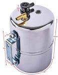 JEGS Steel Vacuum Reserve Canister, 5x7in, Chrome-Plated, Includes Grommet, Check Valve, Fittings & Port Plug