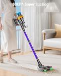 Cordless Vacuum Cleaner, 60KPA 75Min 650W Motor Powerful Vacuum Cleaners for Home, Self-Stand Cordless Stick Vacuum Rechargeable Anti-Tangle/LED Screen/1.8L Cup for Home Pet Hair/Carpet/Hardwood Floor