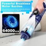 MONOZEL Handheld Vacuum Cordless - Car Vacuum Cleaner with Brushless Motor, 15kPa Powerful Suction Vacuum with LED Light, Type C Port, 2 Fliters, Portable Hand Vacuum for Home, Pet and Car