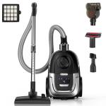 Zefiro 1600W Bagless Canister Vacuum Cleaner, 40kPa Powerful Suction, Lightweight, Auto Cord Rewind, HEPA Filter, Corded Vacuum for Floors, Carpets, Pet Hair in Homes & Apartments(Gray)