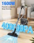Zefiro 1600W Bagless Canister Vacuum Cleaner, 40kPa Powerful Suction, Lightweight, Auto Cord Rewind, HEPA Filter, Corded Vacuum for Floors, Carpets, Pet Hair in Homes & Apartments(Gray)