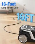 Zefiro 1600W Bagless Canister Vacuum Cleaner, 40kPa Powerful Suction, Lightweight, Auto Cord Rewind, HEPA Filter, Corded Vacuum for Floors, Carpets, Pet Hair in Homes & Apartments(Gray)