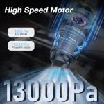 LYFUHUI Car Handheld Vacuum Cordless 13000 PA Suction Power, Portable Mini Vacuum Cleaner for Car Home Office and Pet Hair, Black