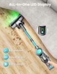 Dzaki Cordless Vacuum Cleaner, Stick Vacuum with Smart LED Display, 50KPA 55Mins Vacuum Cleaners for Home, Powerful Suction, Anti-Tangled Lightweight Rechargeable Vac for Pet Hair, Carpet (Turquoise)