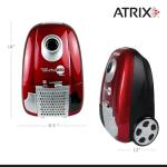 Atrix Turbo Red AHC-1 HEPA Canister Vacuum Cleaner – Powerful 1,400W Variable Speed Motor, Lightweight 6-Quart Bag Design, 3-Stage Filtration, Telescopic Wand, Full Bag Indicator & Accessory Kit