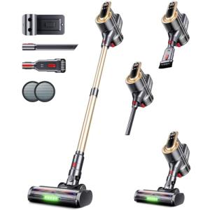 RENDOW Cordless Vacuum Cleaner, 550W 45Kpa 65Mins Vacuum Cleaners for Home, Self-Standing Cordless Stick Vacuum with LED Display,Anti-Tangle Rechargeable Wireless Vacuum for Pet Hair/Carpet/Hard Floor