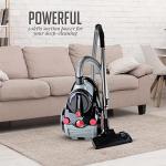 OVENTE Bagless Canister Vacuum Cleaner with Powerful Multi-Surface Suction, Telescoping Wand and Automatic Cord Rewind, Lightweight Corded Cleaning Machine with Sofa/Pet Brush Included, Black ST2010