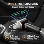JIXINMIYUE Cordless Car Vacuum Cleaner: Handheld Vacuum with 16000Pa Strong Suction, Brushless Motor & HEPA Filter, 7-in-1 Cleaning Kit, Type-C Charging for Home Office Car Pet