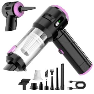 Wansimoo Handheld Car Vacuum Cleaner,25000PA Strong Cyclonic Suction Foldable Mini Vacuum Portable Cordless with Digital Display and One Touch Dust Removal for Car, Home, Office, Kitchen (Purple)