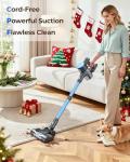 N8 Cordless Vacuum Cleaner,Lightweight Stick Vacuum with Powerful Suction,2200mAh Battery,40 Mins Runtime,Self-Standing,Rechargeable Vacuum Cleaners for Home Hardwood Floor Carpet Pet Hair (Ocean)