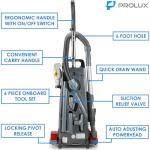 Prolux 9000 Upright Vacuum Cleaner – Powerful HEPA Filtration, Bagged Dust Chamber, Stainless Steel Brush Roll, Onboard Tools, and Brush Roll Control Pedal