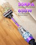 Cordless Vacuum Cleaner 70min/650W/55KPA Self-Standing Vacuum Cleaners for Home with 3.3Ft Hose & Auto Mode, Wall Mount Charging Stick Vacuums with Fragrance Dust-Scraper for Hardwood Floor/Car/Pet