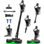 Cordless Vacuum Cleaner, 46Kpa/55 Mins Vacuum Cleaners for Home, Self-Standing Stick Vacuum with Rechargeable Dock,LED Display & Anti-Tangle,Lightweight Vacuum for Carpet,Floor (Pure Black)