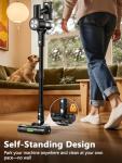 Cordless Vacuum Cleaner, 46Kpa/55 Mins Vacuum Cleaners for Home, Self-Standing Stick Vacuum with Rechargeable Dock,LED Display & Anti-Tangle,Lightweight Vacuum for Carpet,Floor (Pure Black)