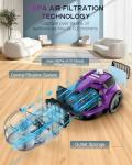 Zefiro Canister Vacuum Cleaner, Bagless Canister Vacuum for Home, Powerful Suction, Auto Cord Rewind, HEPA Filter, Corded Vacuum for Hard Floors, Carpet, Apartment/Rental Friendly(Purple&Gray)