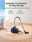 Aspiron Canister Vacuum, Upgraded 1600W Bagless Canister Vacuum Cleaner, Auto Cord Rewind, H13 HEPA Filter, 4Qt Large Capacity, 5 Tools for Hard Floors, Carpet, Pet, Upholstery, Tiles, Azure