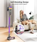 Cordless Vacuum Cleaner, 500W 50KPA 60Mins Vacuum Cleaners for Home, Self-Standing Stick Vacuums with LED Display, Anti-Tangle, Lightweight, Rechargeable Wireless Vacumm for Pet Hair Carpet Floor