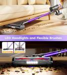 Cordless Vacuum Cleaner, 500W 50KPA 60Mins Vacuum Cleaners for Home, Self-Standing Stick Vacuums with LED Display, Anti-Tangle, Lightweight, Rechargeable Wireless Vacumm for Pet Hair Carpet Floor