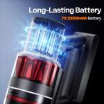 ToyMade Cordless Vacuum Cleaner, 600W/50KPA, Stick Vacuum with Rechargeable Design, Up to 60 Minutes, Powerful Suction, Lightweight, Vacuum Cleaner for Home/Pet Hair/Carpet/Hard Floor, Grey