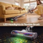 ToyMade Cordless Vacuum Cleaner, 600W/50KPA, Stick Vacuum with Rechargeable Design, Up to 60 Minutes, Powerful Suction, Lightweight, Vacuum Cleaner for Home/Pet Hair/Carpet/Hard Floor, Grey