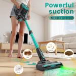 Zefiro 350W Cordless Vacuum Cleaner,45Mins Runtime Vacuum Cleaners for Home, Anti-Tangle and 1.5L Dust Cup, 6 in 1 Lightweight Vacuum for Hardwood Floor Carpet Pet Hair