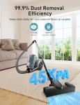 1700W Canister Vacuum Cleaner, 45Kpa Bagless Vacuum Cleaner, Multi-Cyclonic Filtration, 2 Anti-Allergen HEPA Filters, 3.5QT Dust Cup, 4 Tools, Corded Vacuum for Hard Floor, Pet Hair, Turquoise