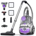 Aspiron Canister Vacuum Cleaner, 40Kpa Bagless Vacuum Cleaners, 4QT Large Dust Cup, Double HEPA Filter, Retractable Cord, 1600W Lightweight Vacuum Cleaner with 5 Tools for Hard Floors, Violet