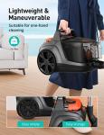 Aspiron Canister Vacuum, Upgraded 1600W Bagless Canister Vacuum Cleaner, Auto Cord Rewind, H13 HEPA Filter, 4Qt Large Capacity, 5 Tools for Hard Floors, Carpet, Pet, Upholstery, Tiles, Tangerine