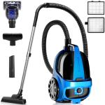 Canister Vacuums 45Kpa 1600W Canister Vacuum Cleaners for Home Double HEPA Filter 4.5Qt Bagless Vacuum Cleaner Lightweight Canister Vacuum Cleaner for Hard Floors Carpet Pet Upholstery Tiles Car Blue