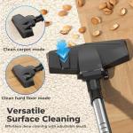 Canister Vacuums 45Kpa 1600W Canister Vacuum Cleaners for Home Double HEPA Filter 4.5Qt Bagless Vacuum Cleaner Lightweight Canister Vacuum Cleaner for Hard Floors Carpet Pet Upholstery Tiles Car Blue