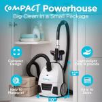 Simplicity Vacuums Jill Canister Vacuum Cleaner, Hardwood Floor Vac with Dual-Certified HEPA Filter Media and Bag, Small and Compact, Great for Stairs, Jill.12