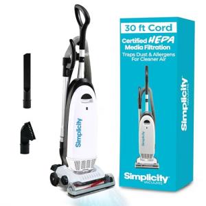 Simplicity Vacuums Allergy Bagged Vacuum Cleaners for Home, Carpet, Rugs, and Hardwood, Multi Surface Upright Vacuum Cleaner with Certified HEPA Vacuum, Pet Vacuum, S20EZM