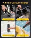 Mr.ego Car Vacuum Portable Cordless, 20000Pa Mini Vacuum Cleaner & Air Duster, 100,000 RPM Brushless Motor Handheld Vacuum with LED Light and Multi-Nozzles for Car, Home, Office, Pet (Black)