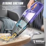 Handheld Vacuum Cordless – Car Vac Portable with 8KPA & Multi Accessories & Low Noise, Lightweight Hand Held Vacuum Cordless Rechargeable for Car/Home/Dust/Pet Hair, Mine Portable Vacuum