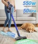 UKDMROX Cordless Vacuum Cleaner, 550W 50KPa 45Mins Vacuum Cleaners for Home, Self-Standing Stick Vacuum with Anti-Tangle Brush & LED Display for Hardwood Floors, Carpet, Pet Hair, Car