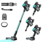 Blozor N3T Cordless Vacuum Cleaner,Wireless Stick Vacuum with 40mins Runtime,Self-Standing,Anti-Tangle Brush,Rechargeable Lightweight Vacuum Cleaner for Home,Hardwood Floor,Pet Hair, Carpet-Cyan Green