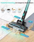 Blozor N3T Cordless Vacuum Cleaner,Wireless Stick Vacuum with 40mins Runtime,Self-Standing,Anti-Tangle Brush,Rechargeable Lightweight Vacuum Cleaner for Home,Hardwood Floor,Pet Hair, Carpet-Cyan Green