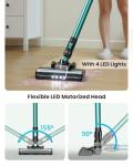 Blozor N3T Cordless Vacuum Cleaner,Wireless Stick Vacuum with 40mins Runtime,Self-Standing,Anti-Tangle Brush,Rechargeable Lightweight Vacuum Cleaner for Home,Hardwood Floor,Pet Hair, Carpet-Cyan Green