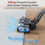 Cordless Vacuum Cleaner, 550W/50Kpa/70Mins Vacuum Cleaners for Home with Smart Auto Mode/LED Touch Display, Self-Standing Cordless Stick Vacuum Rechargeable, Vacuum Cleaner for Pet Hair/Carpet/Floors