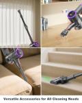 Prasky Cordless Vacuum Cleaner, Stick Vacuum Rechargeable, 550W 45KPA Powerful Suction Lightweight Vacuum Cleaners for Home, Anti-Tangle, Self Standing for Pet Hair Hardwood Floor Carpet - Purple