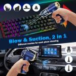 Handheld Car Vacuum Cleaner, 2-in-1 Portable Mini Car Vacuum Cleaner,16000Pa High Power & Air Duster, Handheld Vacuum Cordless with LED Light and Multi-Nozzles for Car,Home,Office,Pet(Blue)