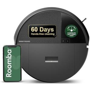 iRobot Roomba 205 DustCompactor Vac Robot Vacuum - Compacts Dirt Inside, No Emptying for 60 Days, Space Saving, No Dock Needed, Bagless, Intense Power-Lifting Suction, LiDAR Navigation, Multi-Surface