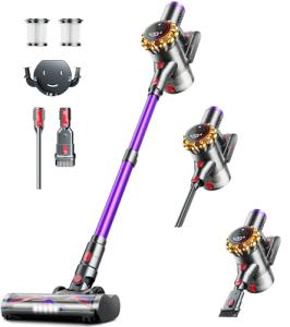 Cordless Vacuum Cleaner,Upgraded 550W 45KPA 60Mins Vacuum Cleaners for Home,Self-Standing Stick Vacuum with LED Display,8 in 1 Lightweight Anti-tangle Wireless Vacuum for Pet Hair Carpet Hard Floors